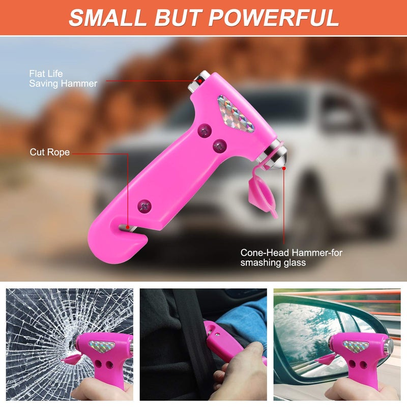 THINKWORK Car Emergency Kit for Teen Girl and Lady's Gifts, Pink Emergency Roadside Assistance kit with 10FT Jumper, First Aid Kit, Safety Hammer, Tow Rope, and More Ideal Pink Car Accessories Tool - Image 5